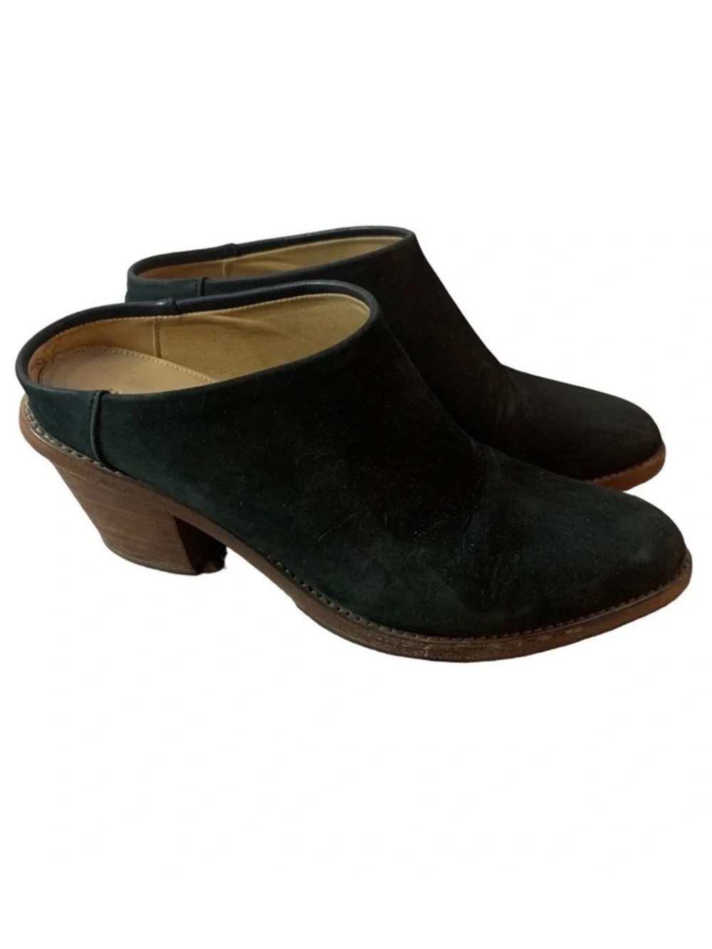 Poppy Barley Nubuck The Heeled Mule Black Suede 7